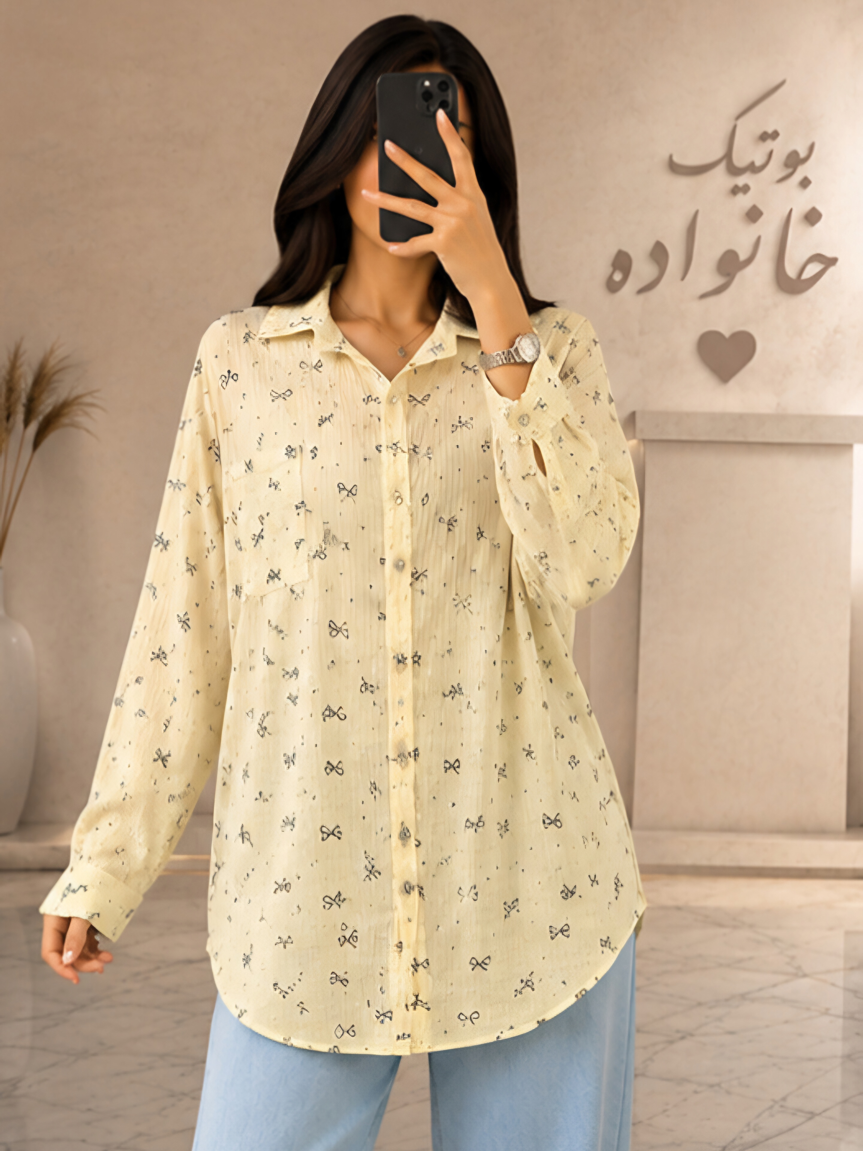 شومیز زنانه طرح پاپیون نخی خنک و راحت در چهار رنگ
